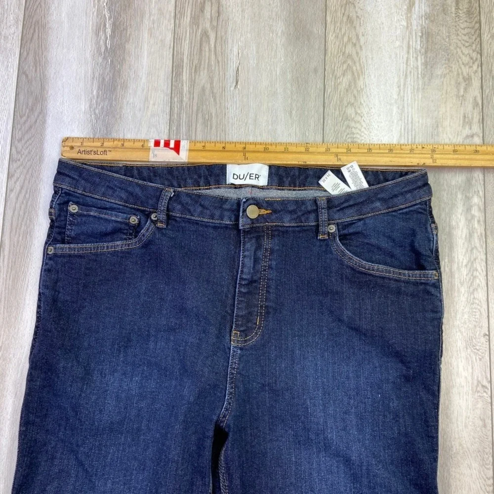 DU/ER Duer Jeans Womens  34x32 Blue Fireside Denim Mid Rise Slim Straight - Picture 5 of 16